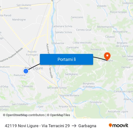 42119 Novi Ligure - Via Terracini 29 to Garbagna map
