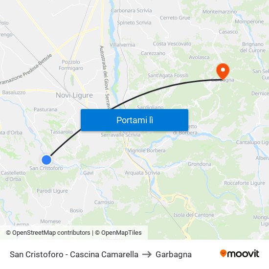 San Cristoforo - Cascina Camarella to Garbagna map
