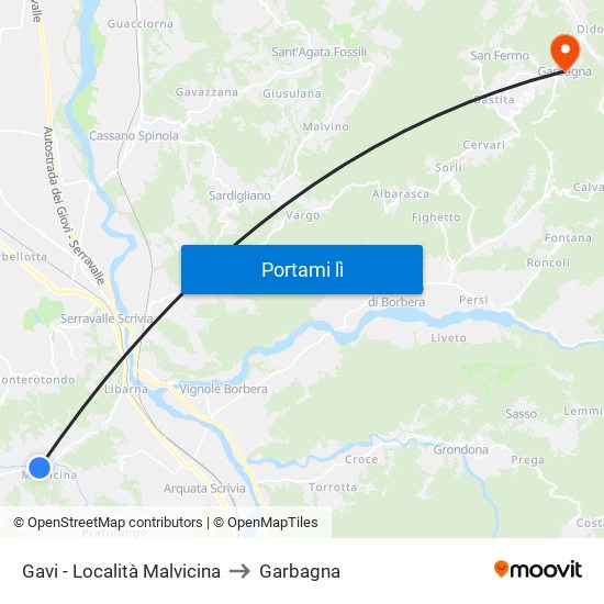 Gavi - Località Malvicina to Garbagna map