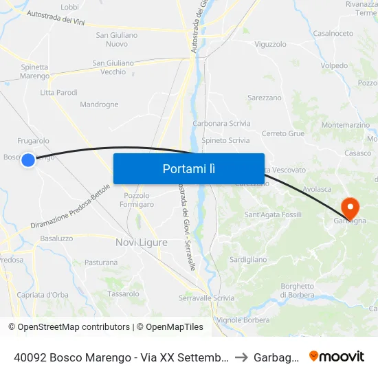 40092 Bosco Marengo - Via XX Settembre to Garbagna map