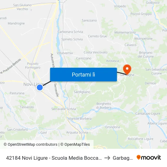 42184 Novi Ligure - Scuola Media Boccardo to Garbagna map