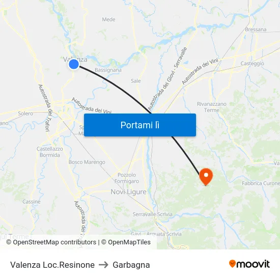 Valenza Loc.Resinone to Garbagna map