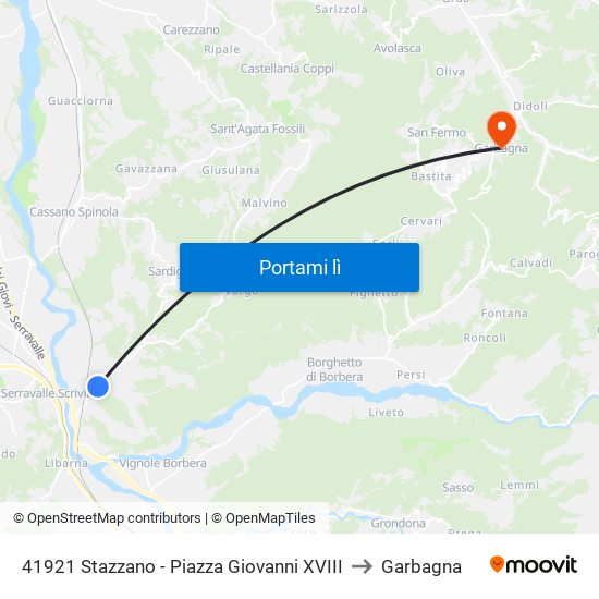 41921 Stazzano - Piazza Giovanni XVIII to Garbagna map