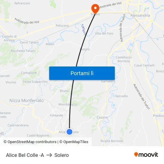 Alice Bel Colle -A to Solero map