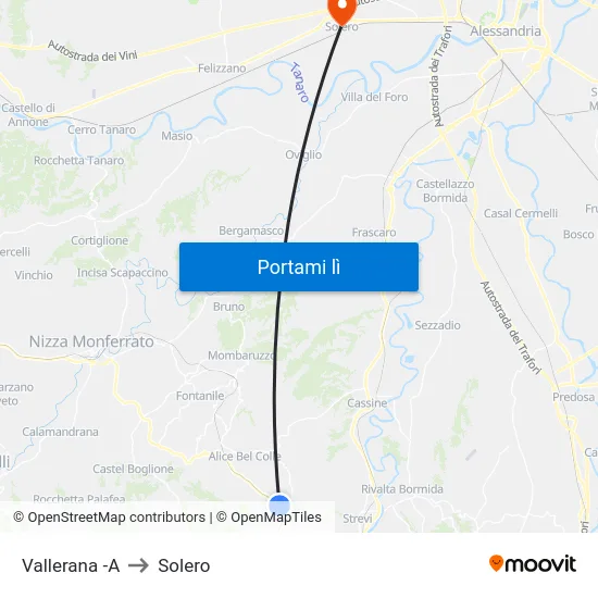 Vallerana -A to Solero map