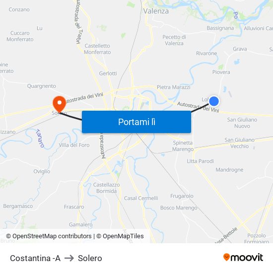 Costantina -A to Solero map