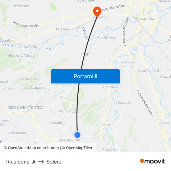 Ricaldone -A to Solero map