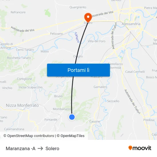 Maranzana -A to Solero map