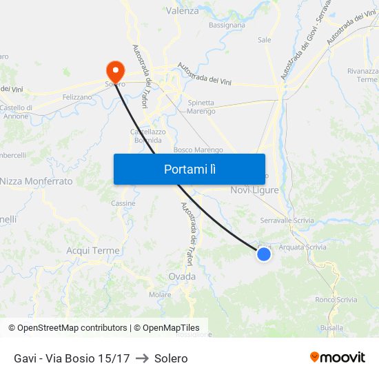 Gavi - Via Bosio 15/17 to Solero map