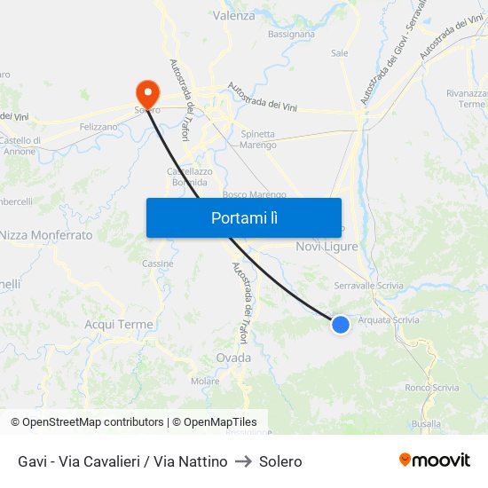 Gavi - Via Cavalieri / Via Nattino to Solero map