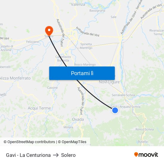 Gavi - La Centuriona to Solero map