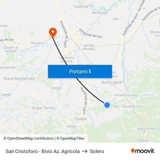 San Cristoforo - Bivio Az. Agricola to Solero map