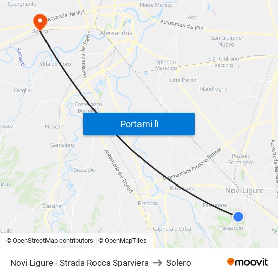 Novi Ligure - Strada Rocca Sparviera to Solero map