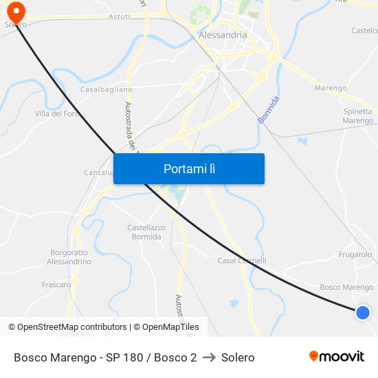 Bosco Marengo - SP 180 / Bosco 2 to Solero map