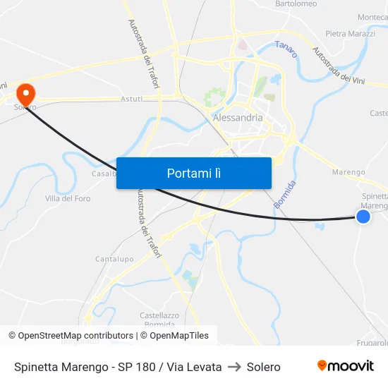 Spinetta Marengo - SP 180 / Via Levata to Solero map