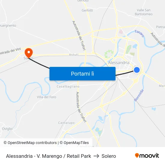 Alessandria - V. Marengo / Retail Park to Solero map