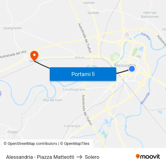 Alessandria - Piazza Matteotti to Solero map