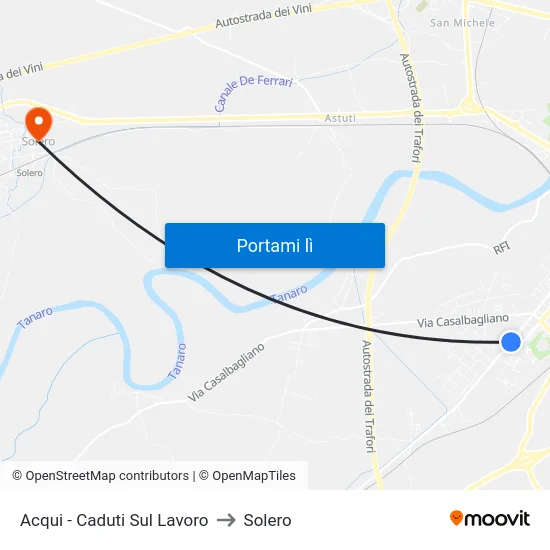 Acqui - Caduti Sul Lavoro to Solero map