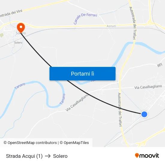 Strada Acqui (1) to Solero map