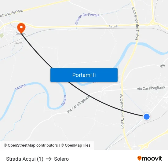 Strada Acqui (1) to Solero map