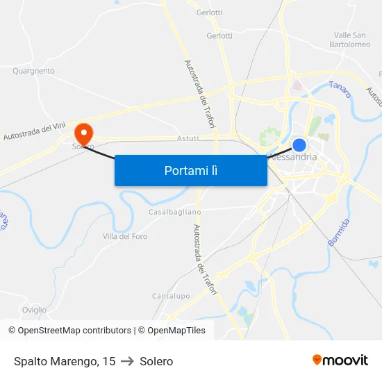 Spalto Marengo, 15 to Solero map