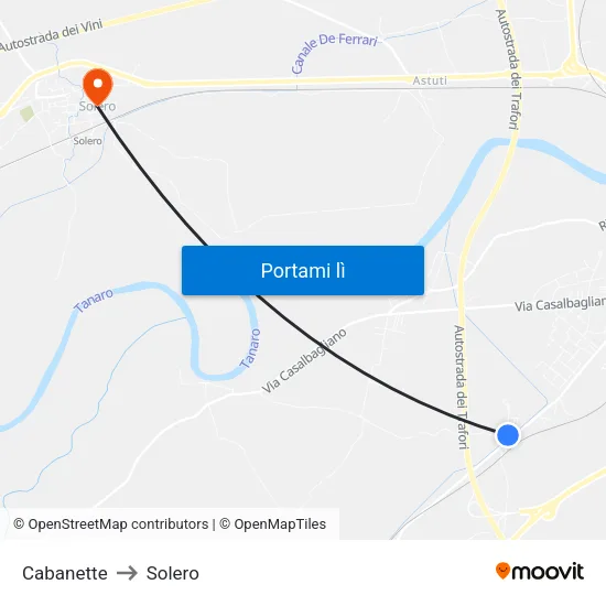 Cabanette to Solero map