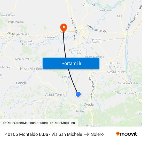 40105 Montaldo B.Da - Via San Michele to Solero map