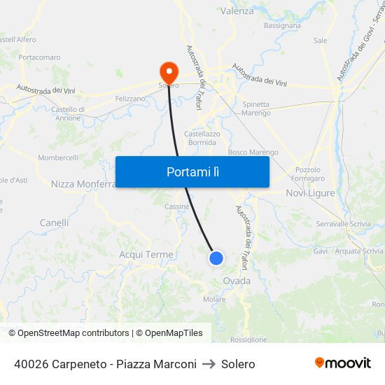 40026 Carpeneto - Piazza Marconi to Solero map
