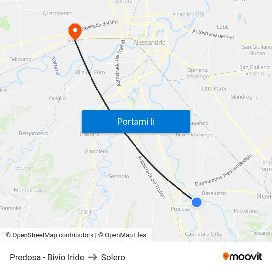Predosa - Bivio Iride to Solero map