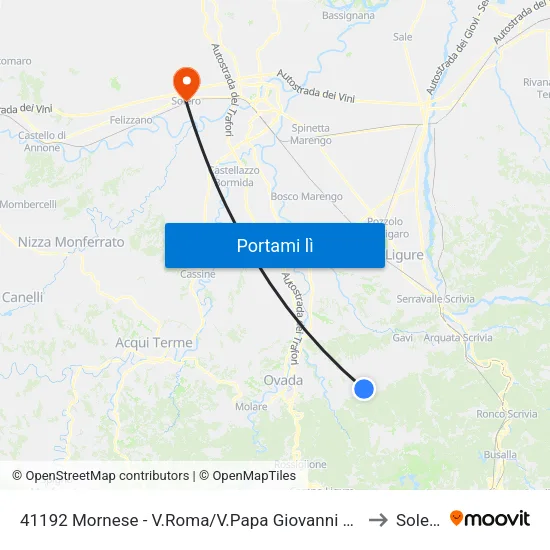 41192 Mornese - V.Roma/V.Papa Giovanni XXIII to Solero map