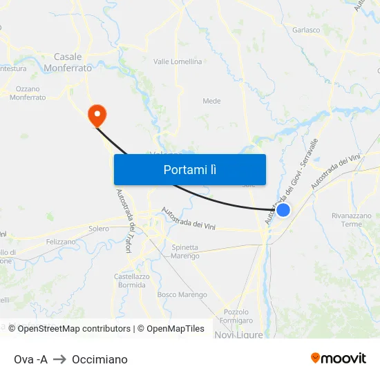 Ova -A to Occimiano map