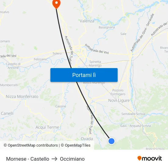 Mornese - Castello to Occimiano map