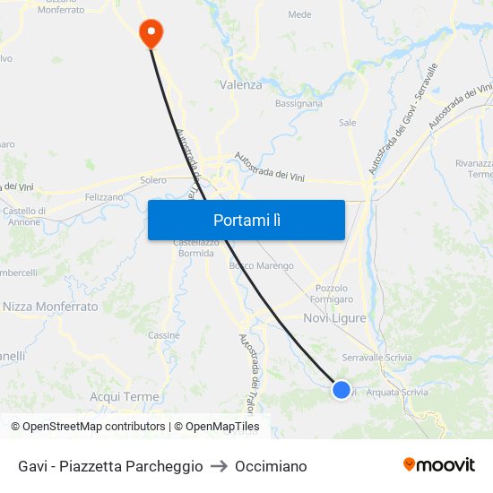 Gavi - Piazzetta Parcheggio to Occimiano map