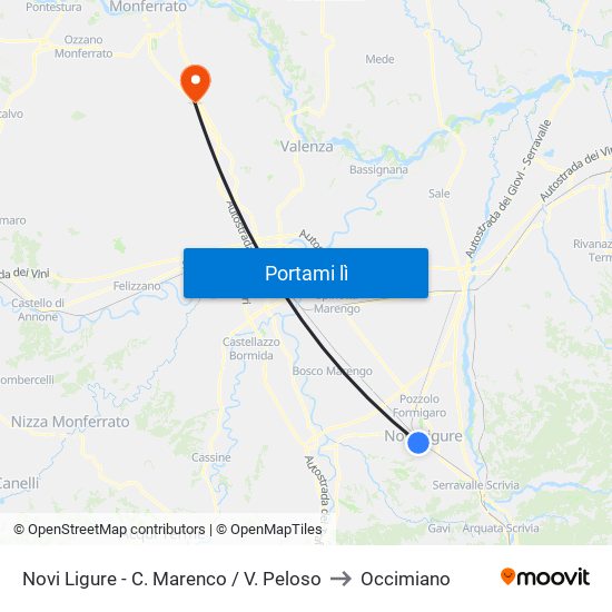 Novi Ligure - C. Marenco / V. Peloso to Occimiano map