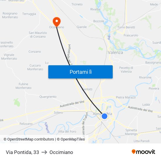 Via Pontida, 33 to Occimiano map