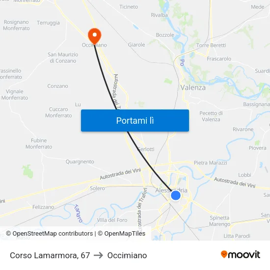 Lamarmora - Oberdan to Occimiano map