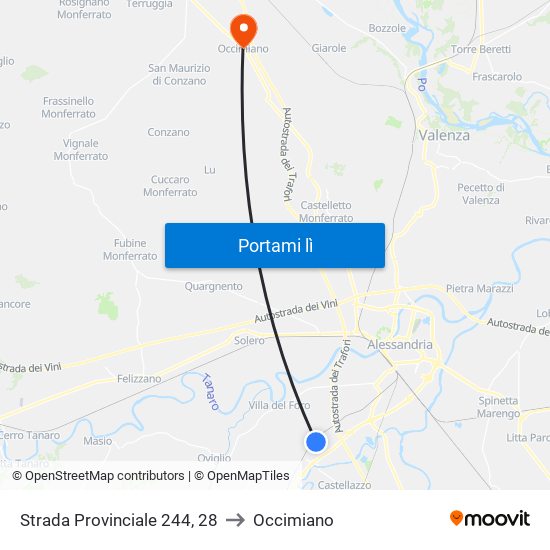 Strada Provinciale 244, 28 to Occimiano map