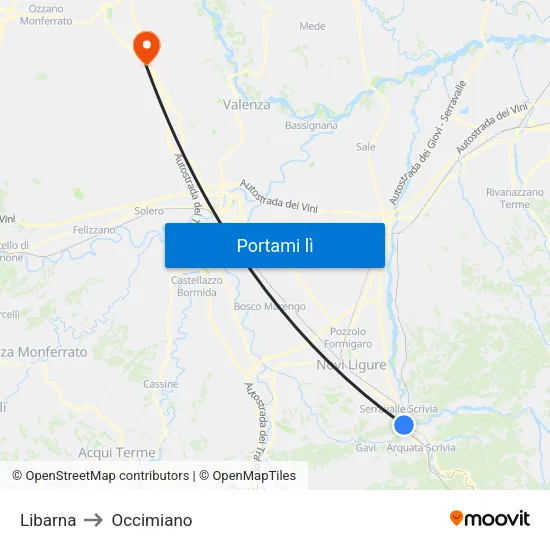 Arquata Scrivia - Libarna to Occimiano map