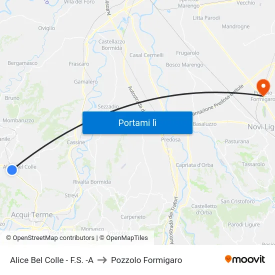 Alice Bel Colle - F.S. -A to Pozzolo Formigaro map