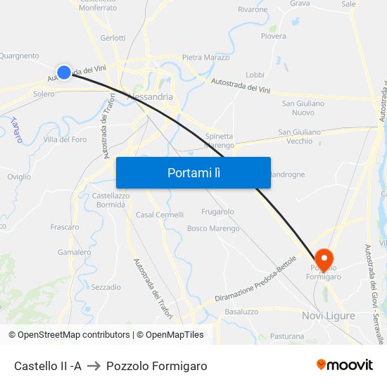 Castello II -A to Pozzolo Formigaro map