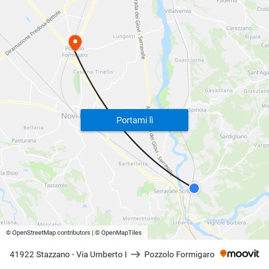41922 Stazzano - Via Umberto I to Pozzolo Formigaro map