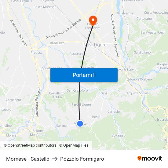 Mornese - Castello to Pozzolo Formigaro map