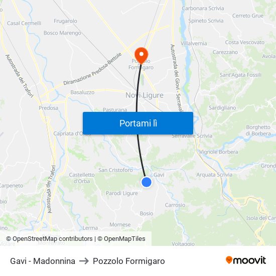 Gavi - Madonnina to Pozzolo Formigaro map