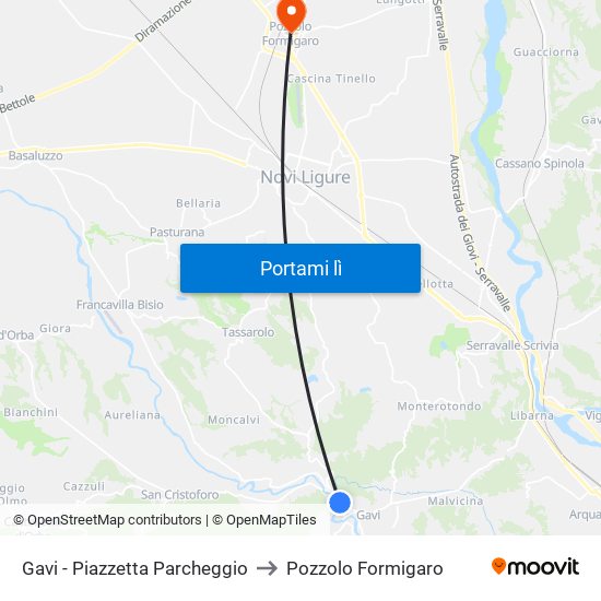 Gavi - Piazzetta Parcheggio to Pozzolo Formigaro map