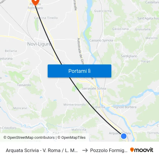 Arquata Scrivia - V. Roma / L. Mazzini to Pozzolo Formigaro map