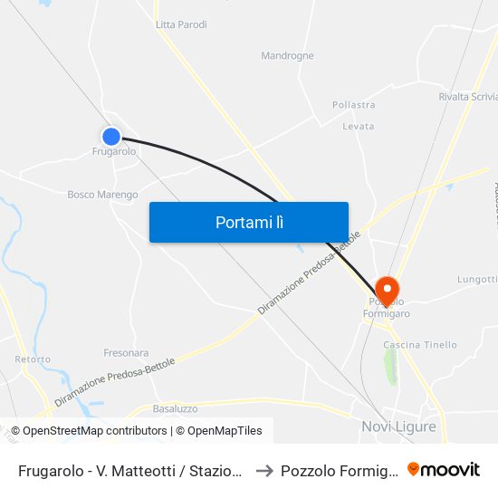 Frugarolo - V. Matteotti / Stazione FS to Pozzolo Formigaro map