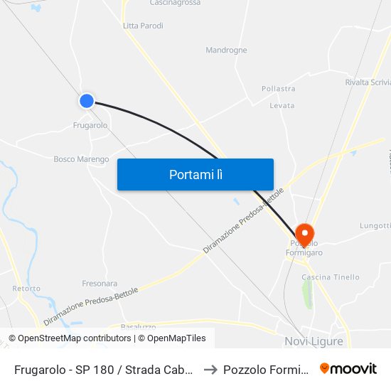 Frugarolo - SP 180 / Strada Cabannoni to Pozzolo Formigaro map