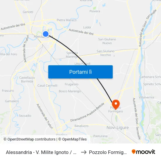 Alessandria - V. Milite Ignoto / Orti to Pozzolo Formigaro map