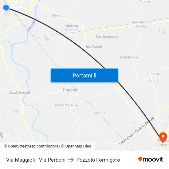Via Maggioli - Via Perboni to Pozzolo Formigaro map