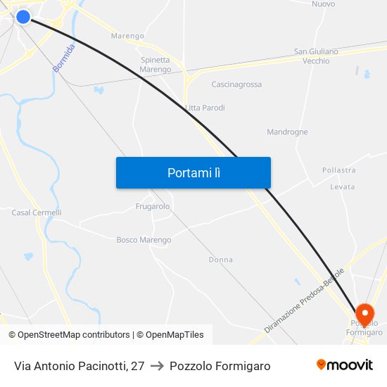 Via Antonio Pacinotti, 27 to Pozzolo Formigaro map